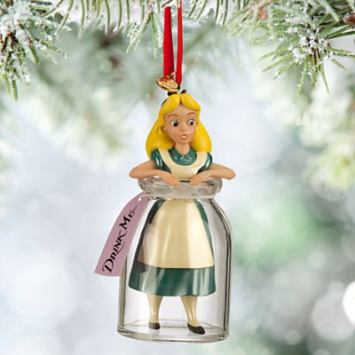 Alice in Wonderland in 'Drink Me' bottle sketchbook ornament (2015) from  our Christmas collection, Disney collectibles and memorabilia