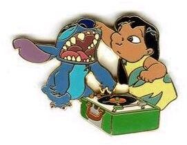 Lilo makes Stitch the speaker for her record player pin from our Pins  collection, Disney collectibles and memorabilia