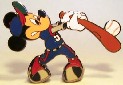 Mickey Mouse playing baseball Disney pin from our Pins collection